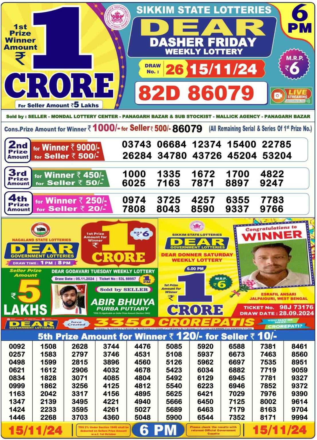 Dear Lottery Result Today 6pm